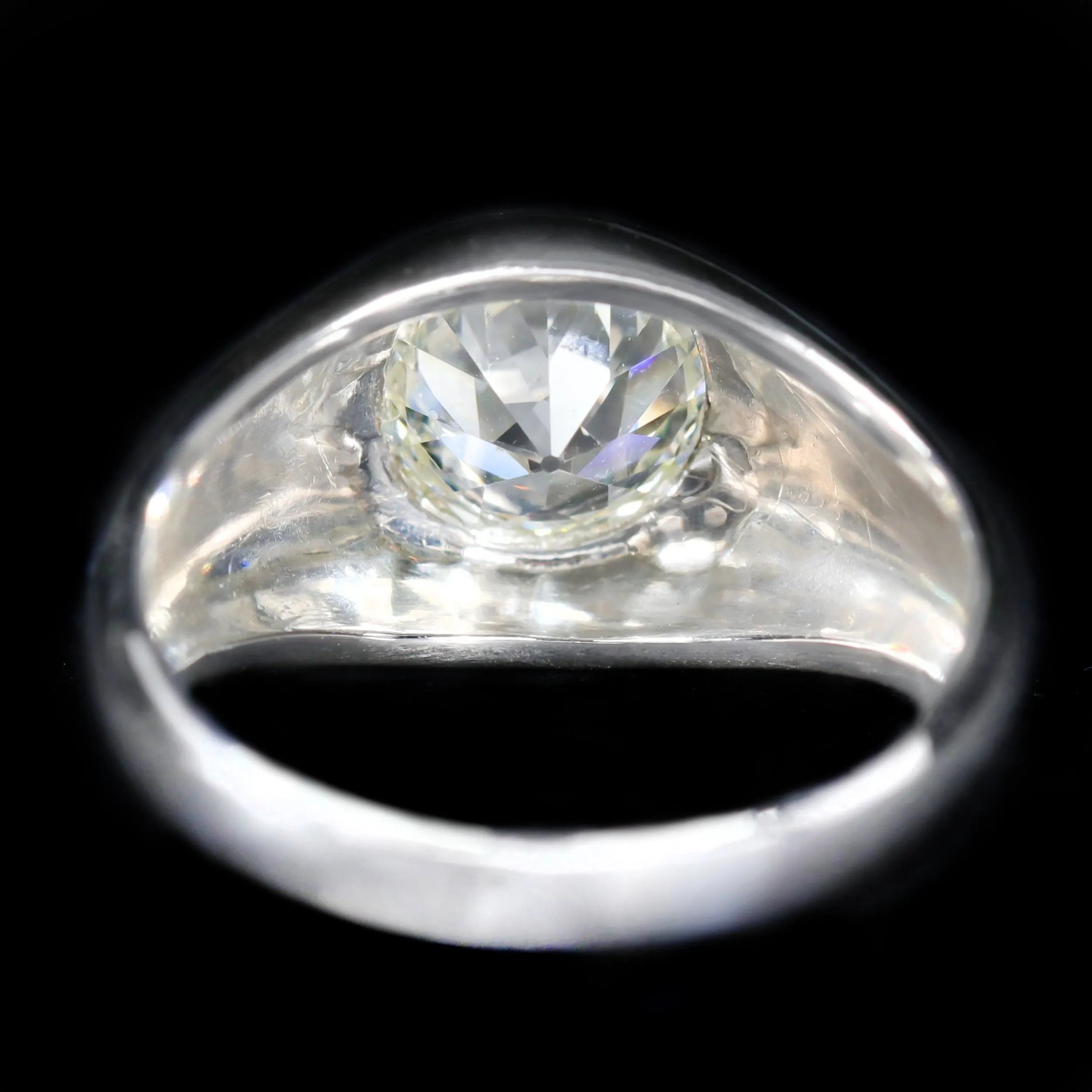 Art Deco 2.29 Carat Old European Cut Diamond Bezel Ring