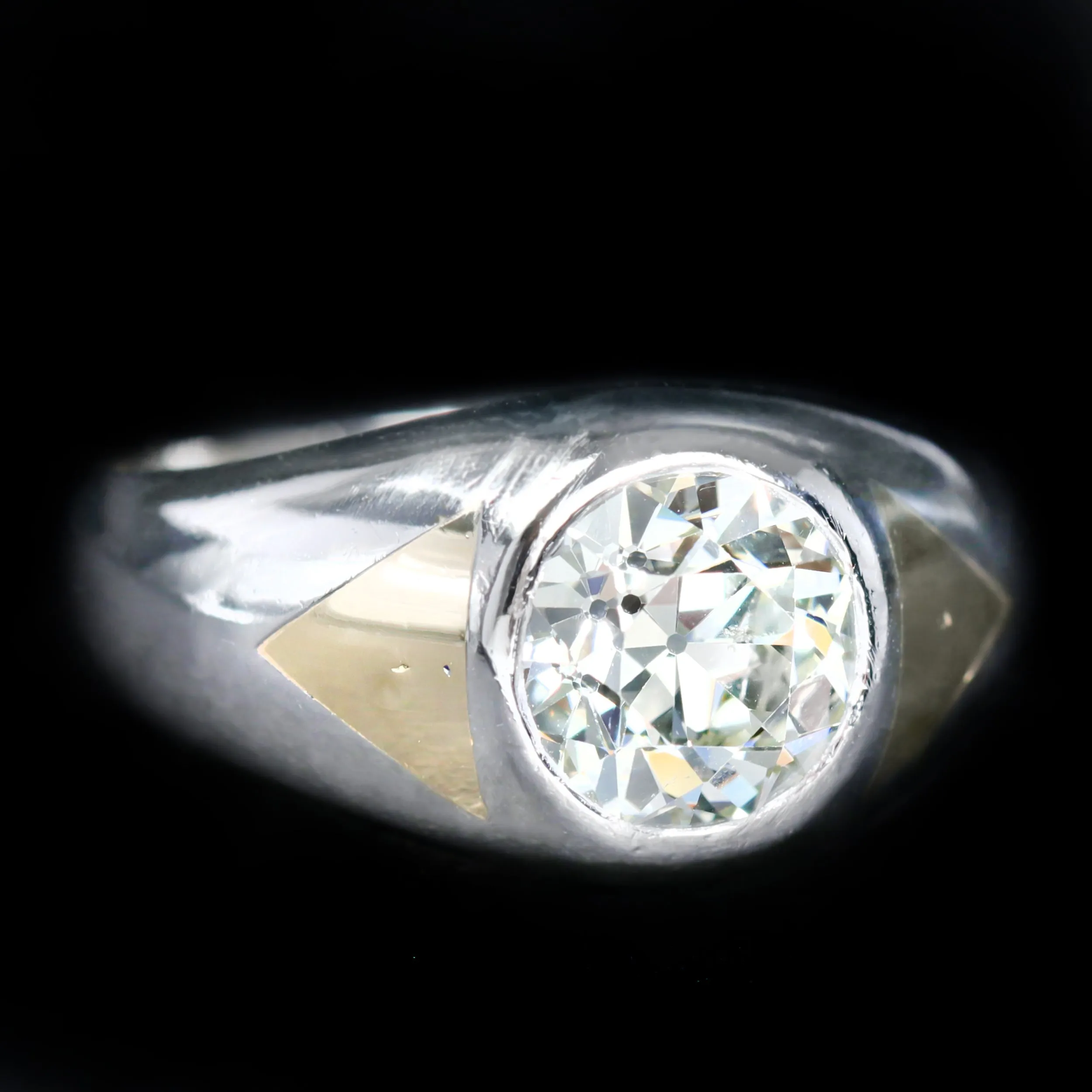 Art Deco 2.29 Carat Old European Cut Diamond Bezel Ring