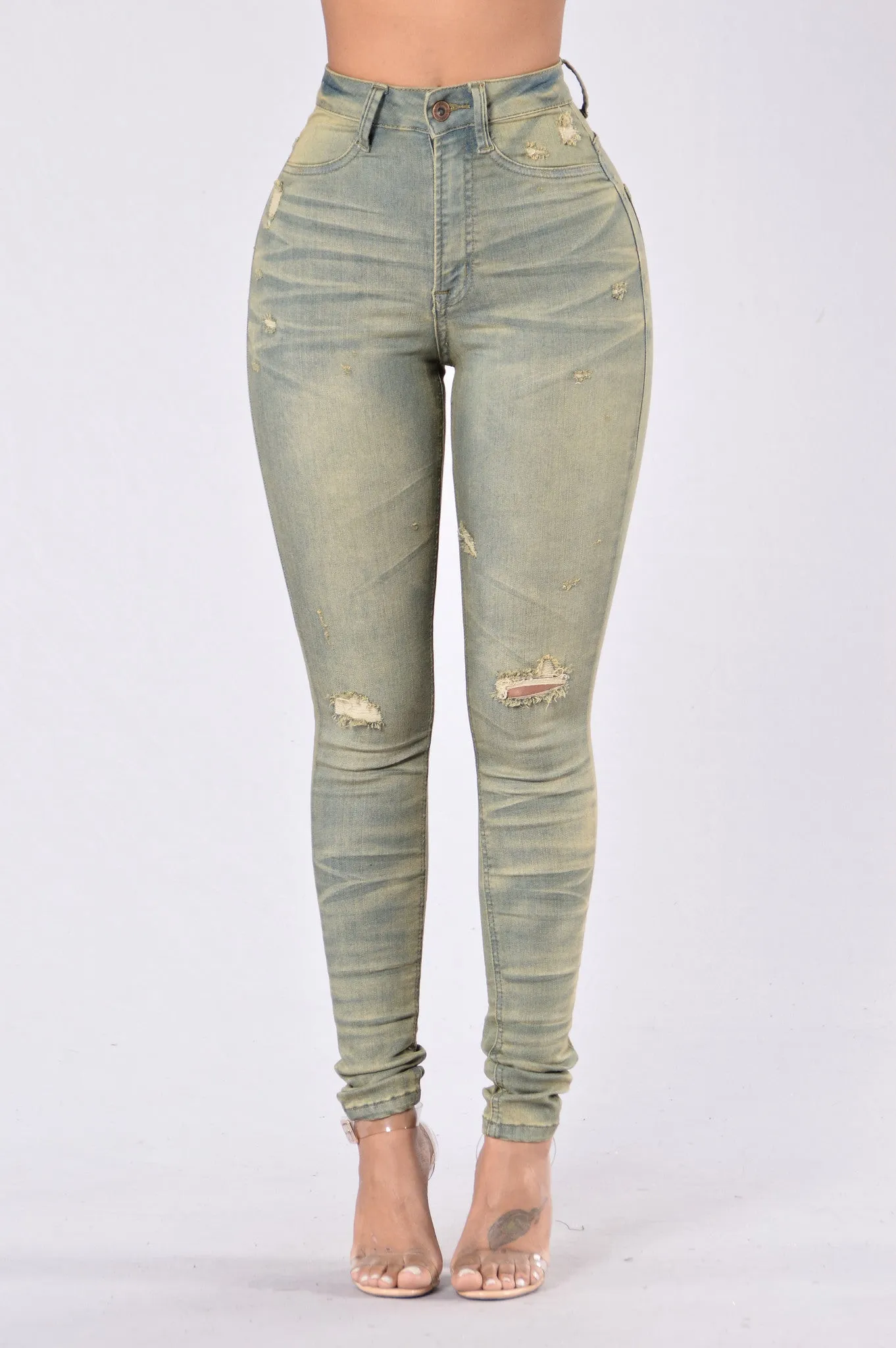 Athena Double Wash Jeans - Olive