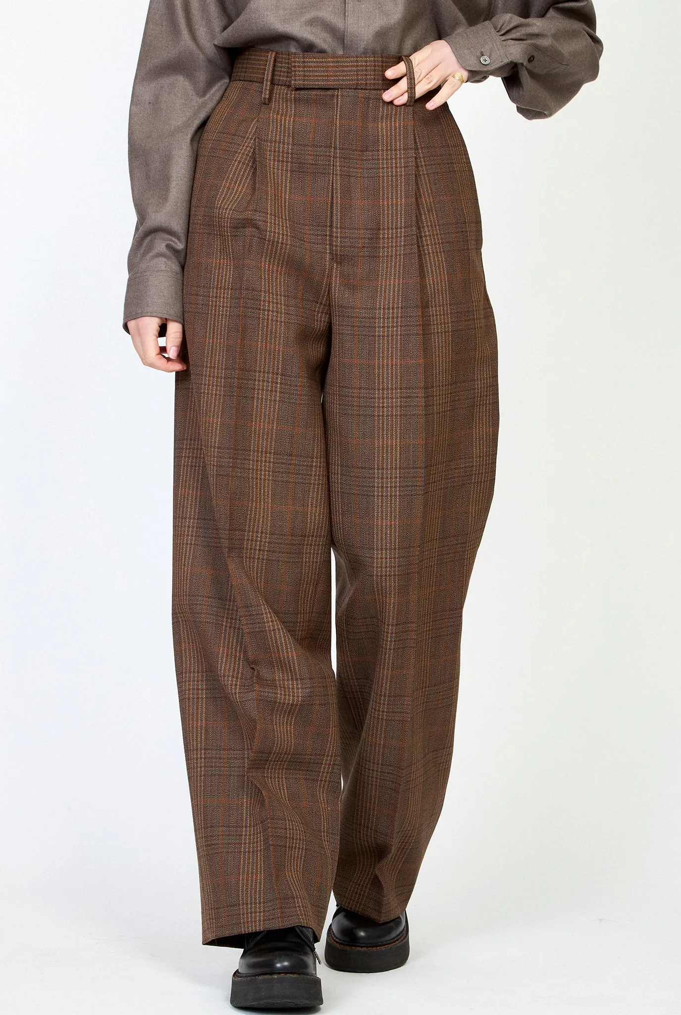 AURALEE Bluefaced Wool Check Slacks