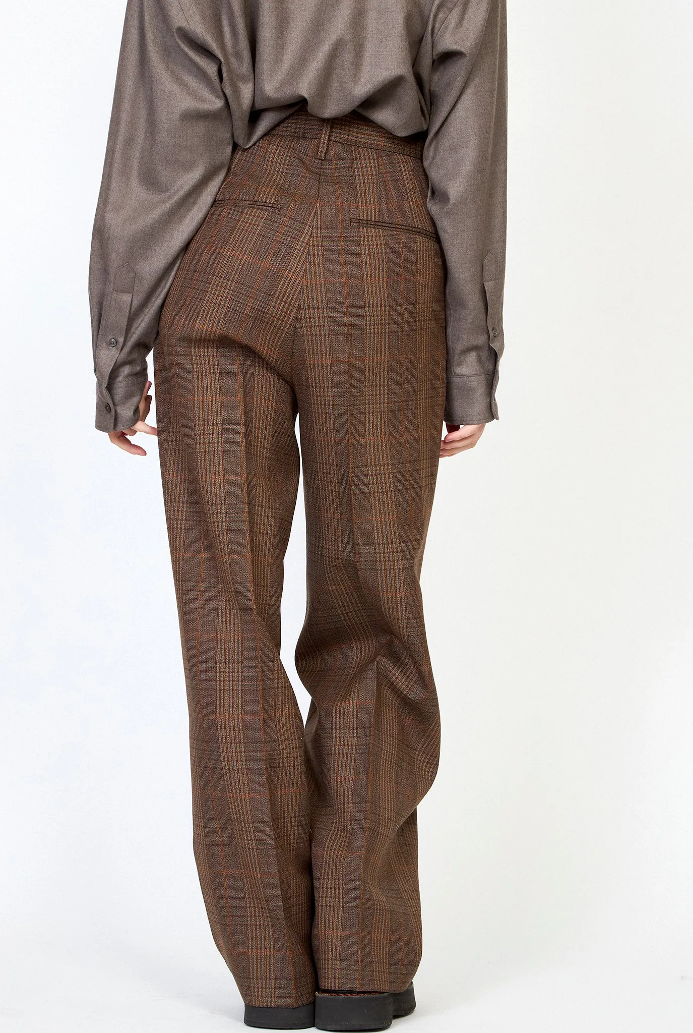 AURALEE Bluefaced Wool Check Slacks