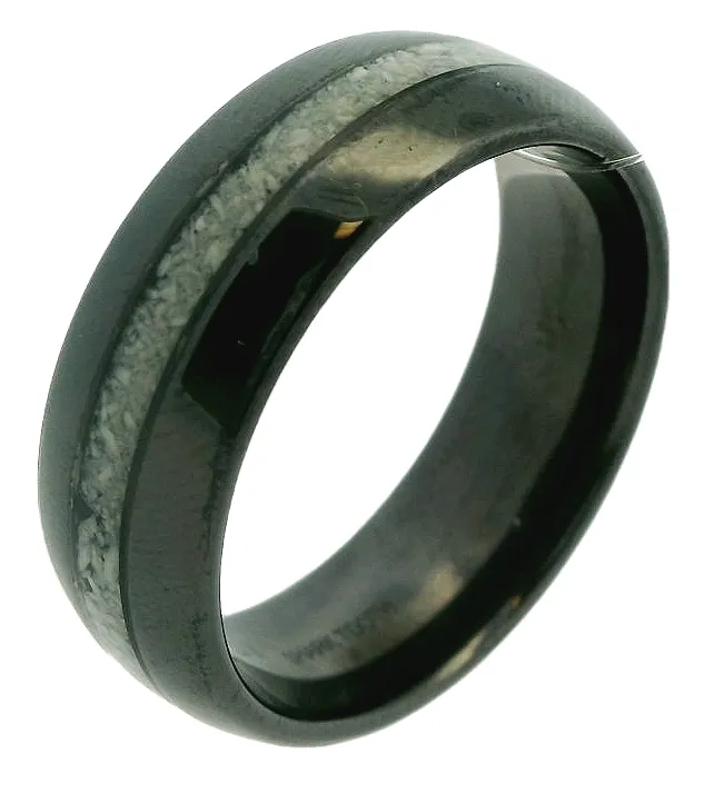 Black Ceramic 8 mm Shark Tooth Wedding Band Size 11