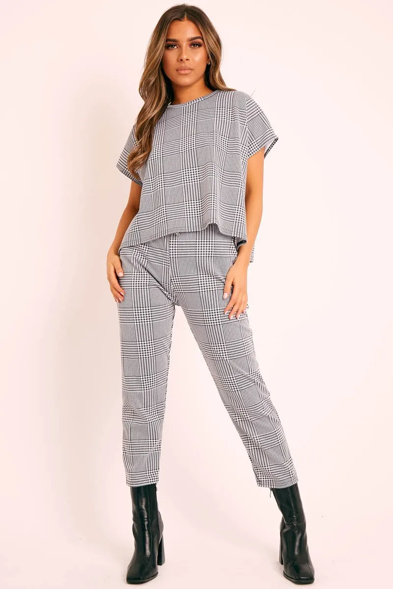 Black White Houndstooth Top Trouser Co-ord - Aariona