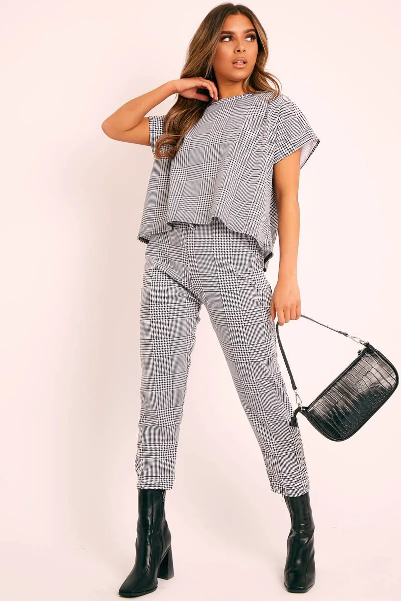 Black White Houndstooth Top Trouser Co-ord - Aariona