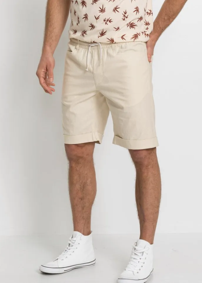 Bpc Bonprix Collection Linen Blend Slip-on Shorts, Regular Fit, Beige