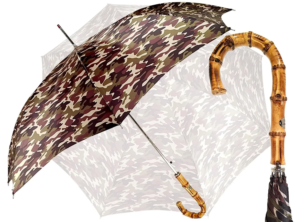 Camouflage Umbrella With Bamboo Handle