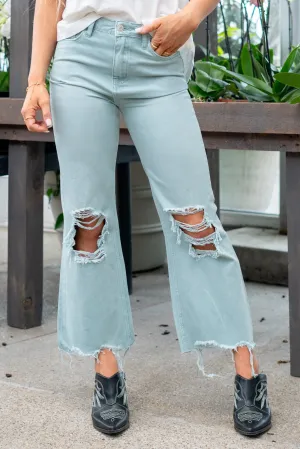 Cloud Blue 90's Vintage Crop Flare Jeans