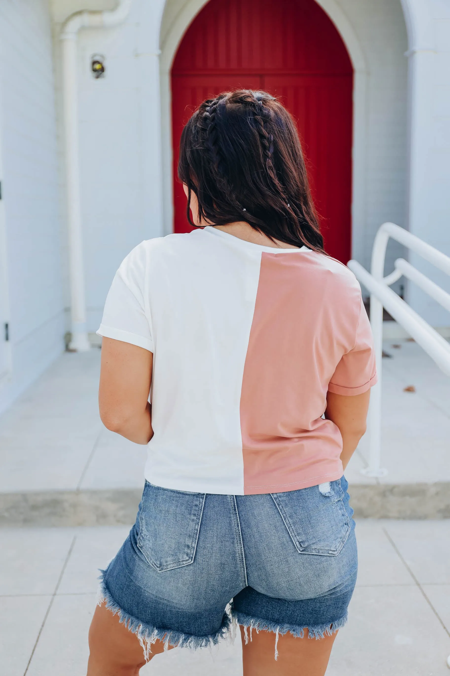 Cornetto Crop Top - Dusty Peach/White