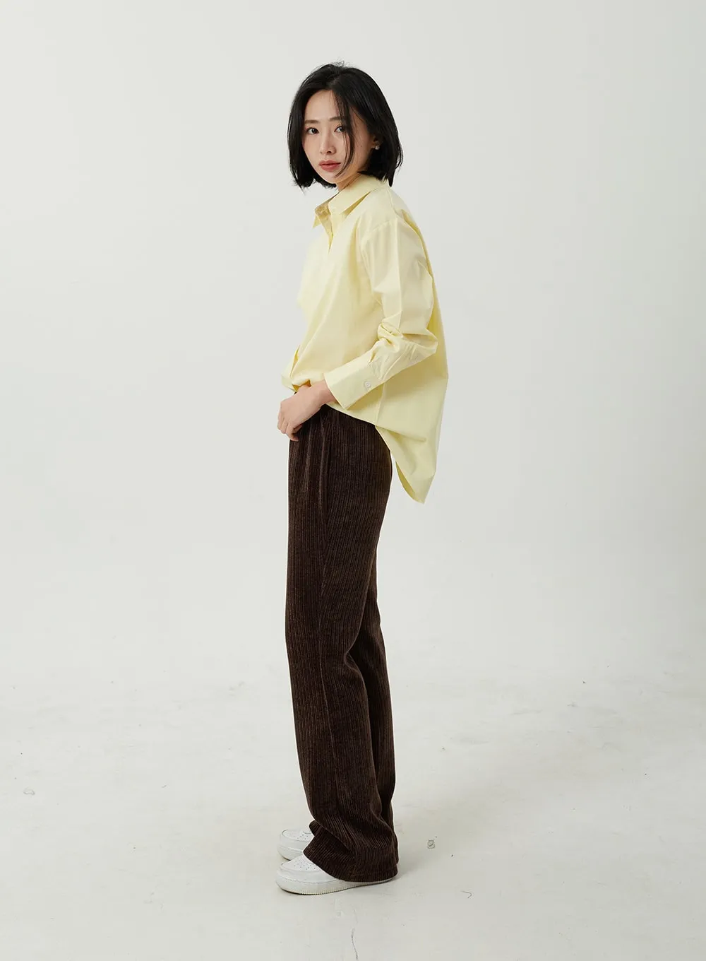 Cotton Blend Wide Leg Track Pants OJ313