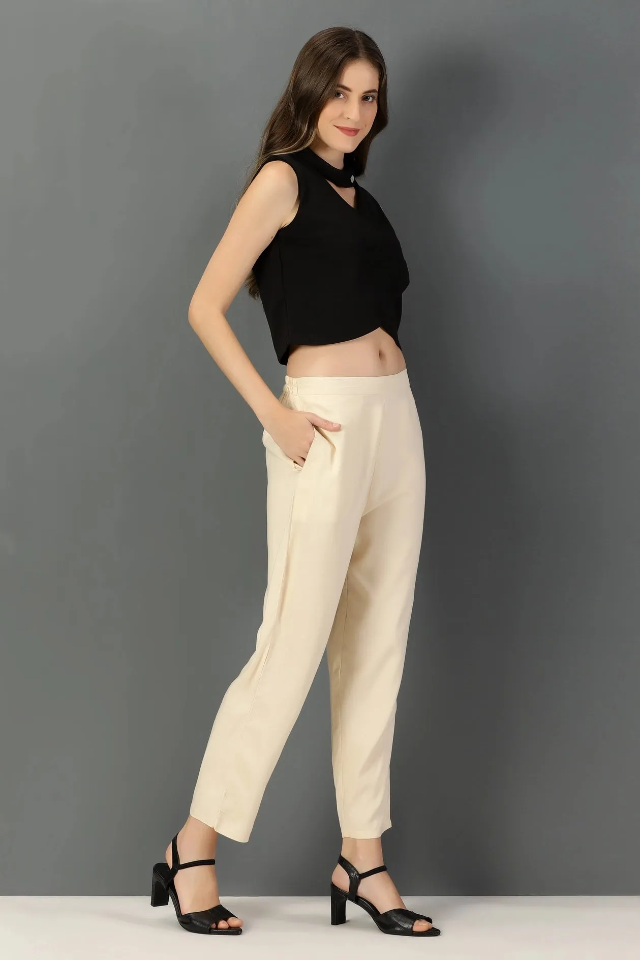 Cream Straight Pant