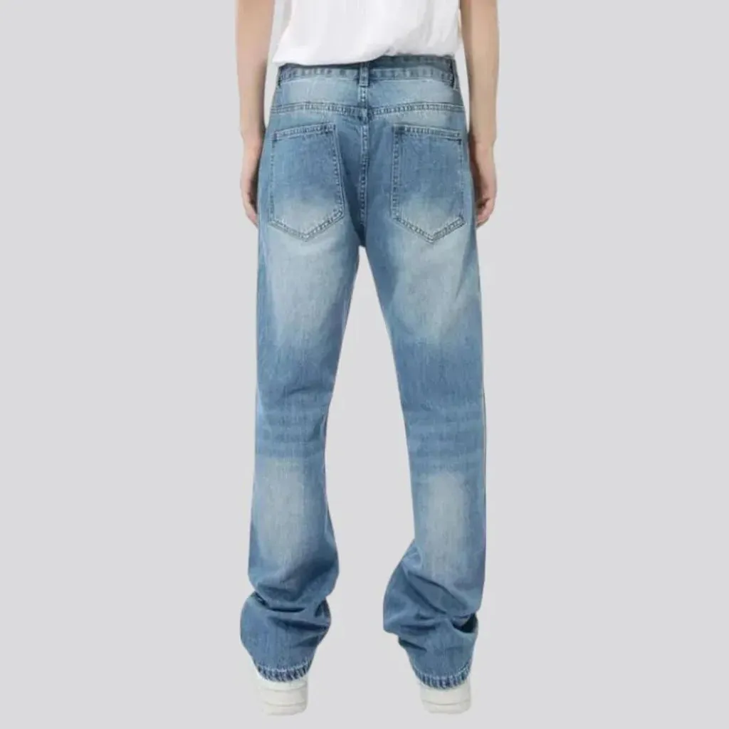 Distressed look baggy men's jeans