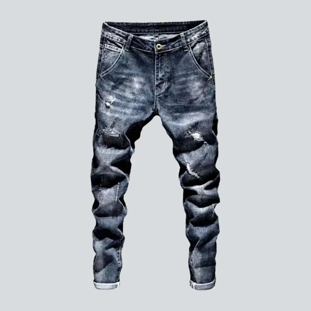 Distressed vintage urban men's jeans