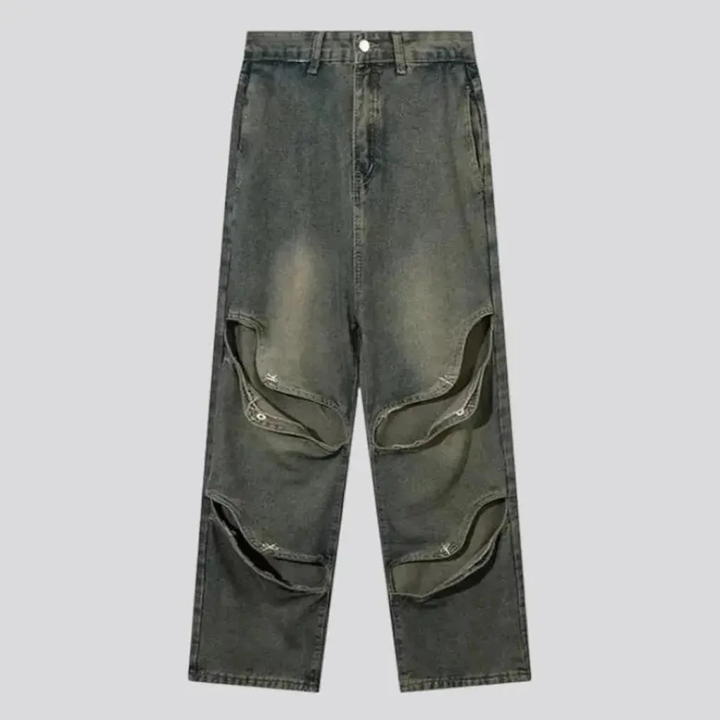 Distressed women's street jeans