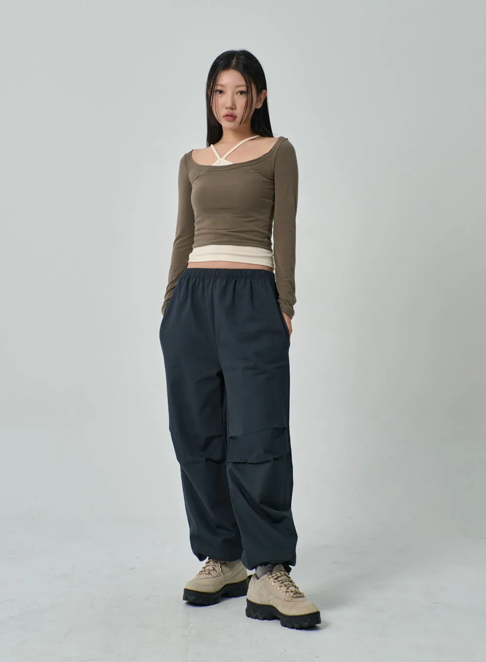 Drawstring Wide Track Pants IF314