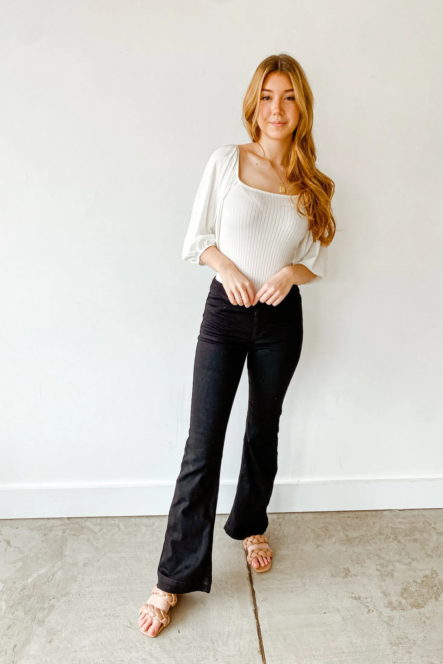 Elastic Waist Pull On Flares