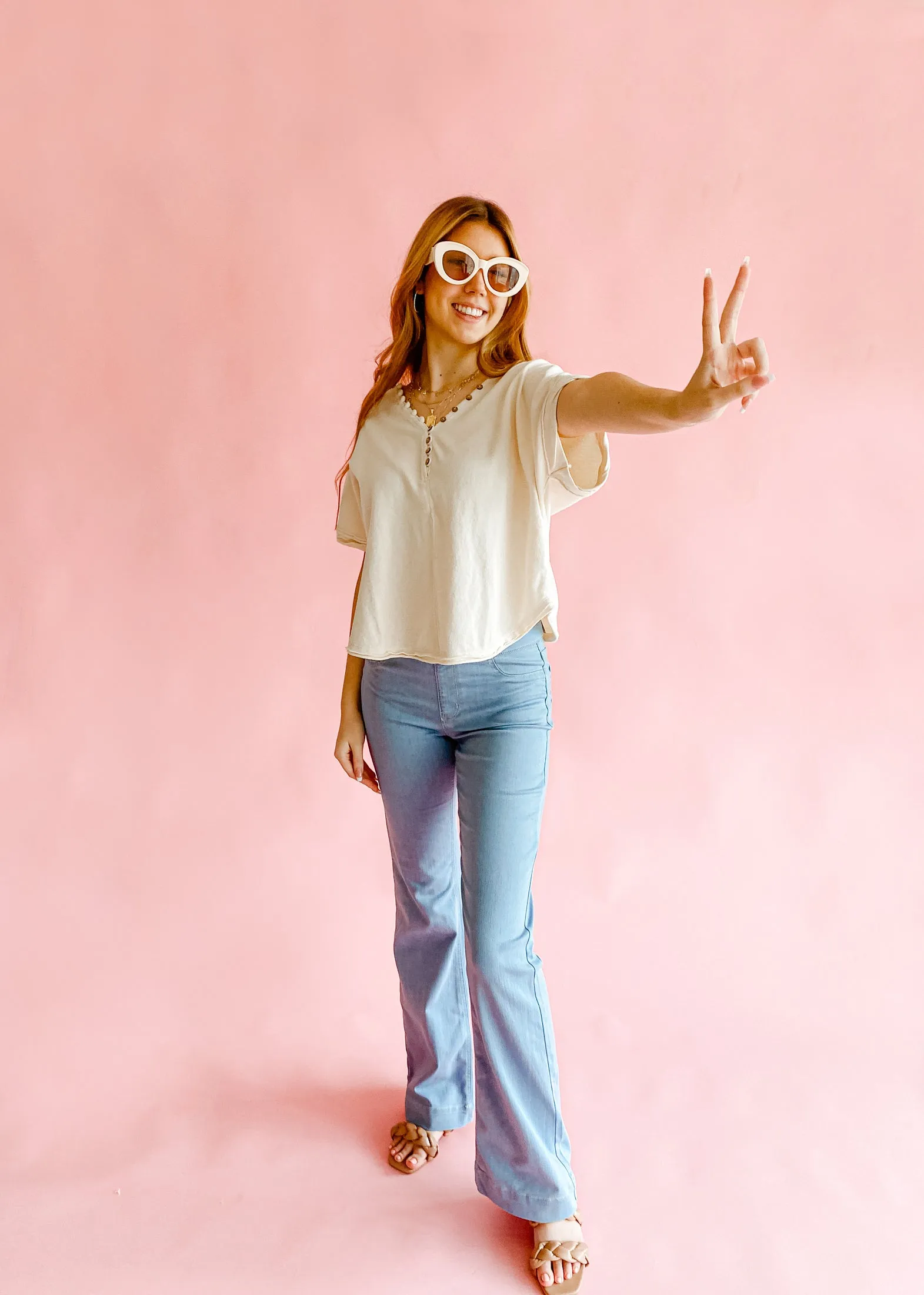 Elastic Waist Pull On Flares