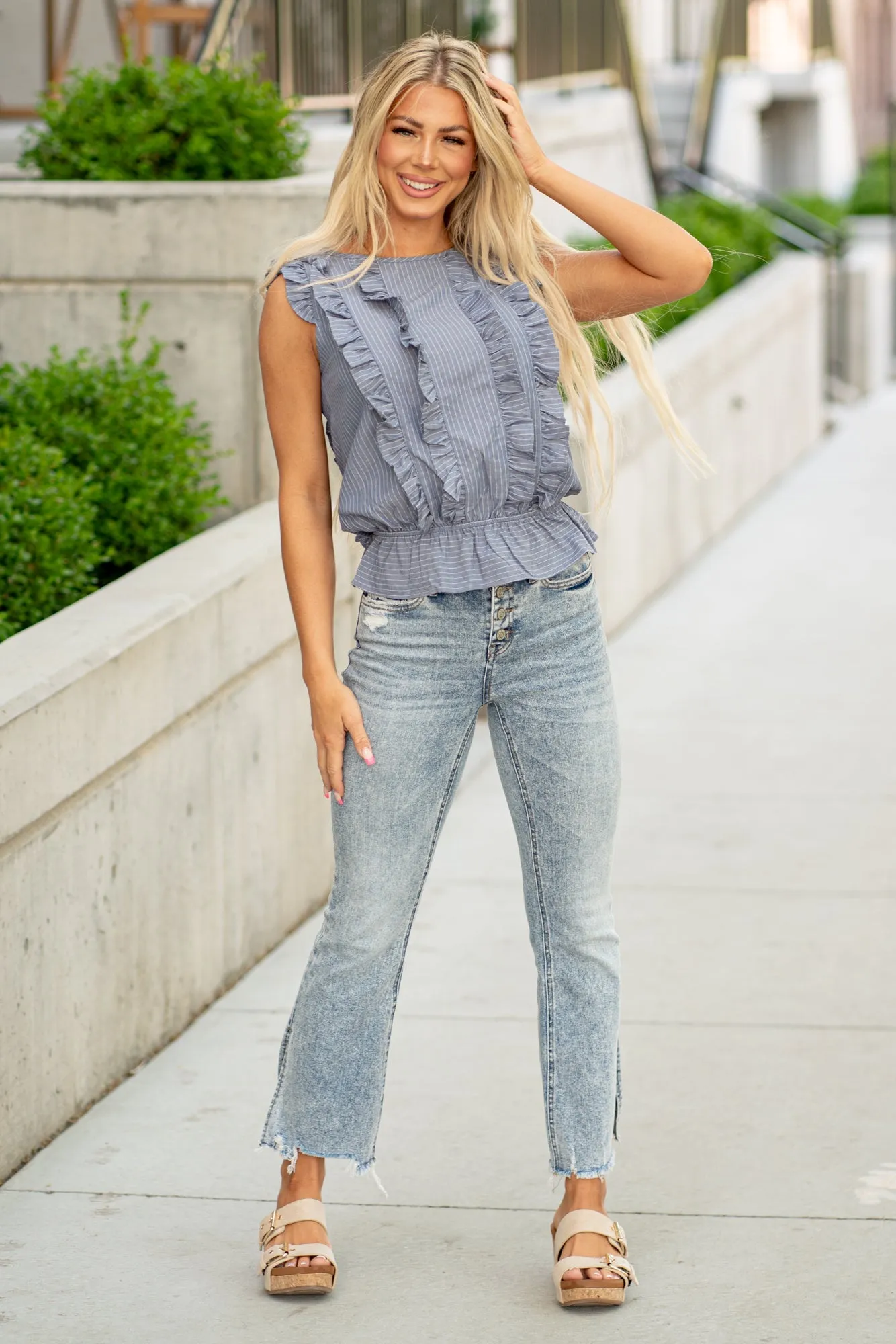 Extoll High Rise Side Slit Crop Flare