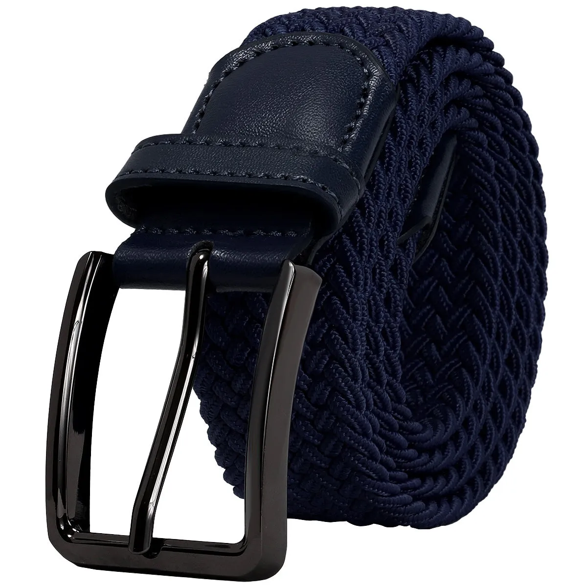 Falari Canvas Braided Stretch Belt with Black Buckle