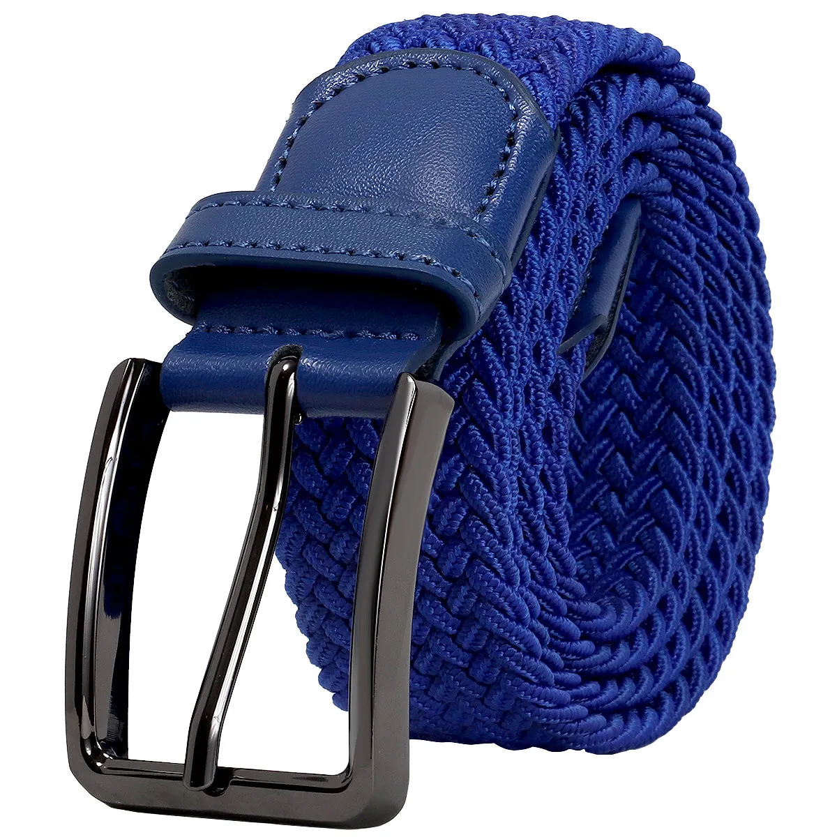 Falari Canvas Braided Stretch Belt with Black Buckle