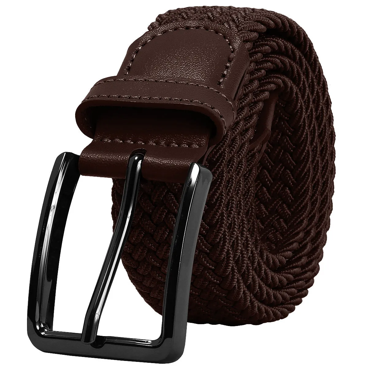 Falari Canvas Braided Stretch Belt with Black Buckle