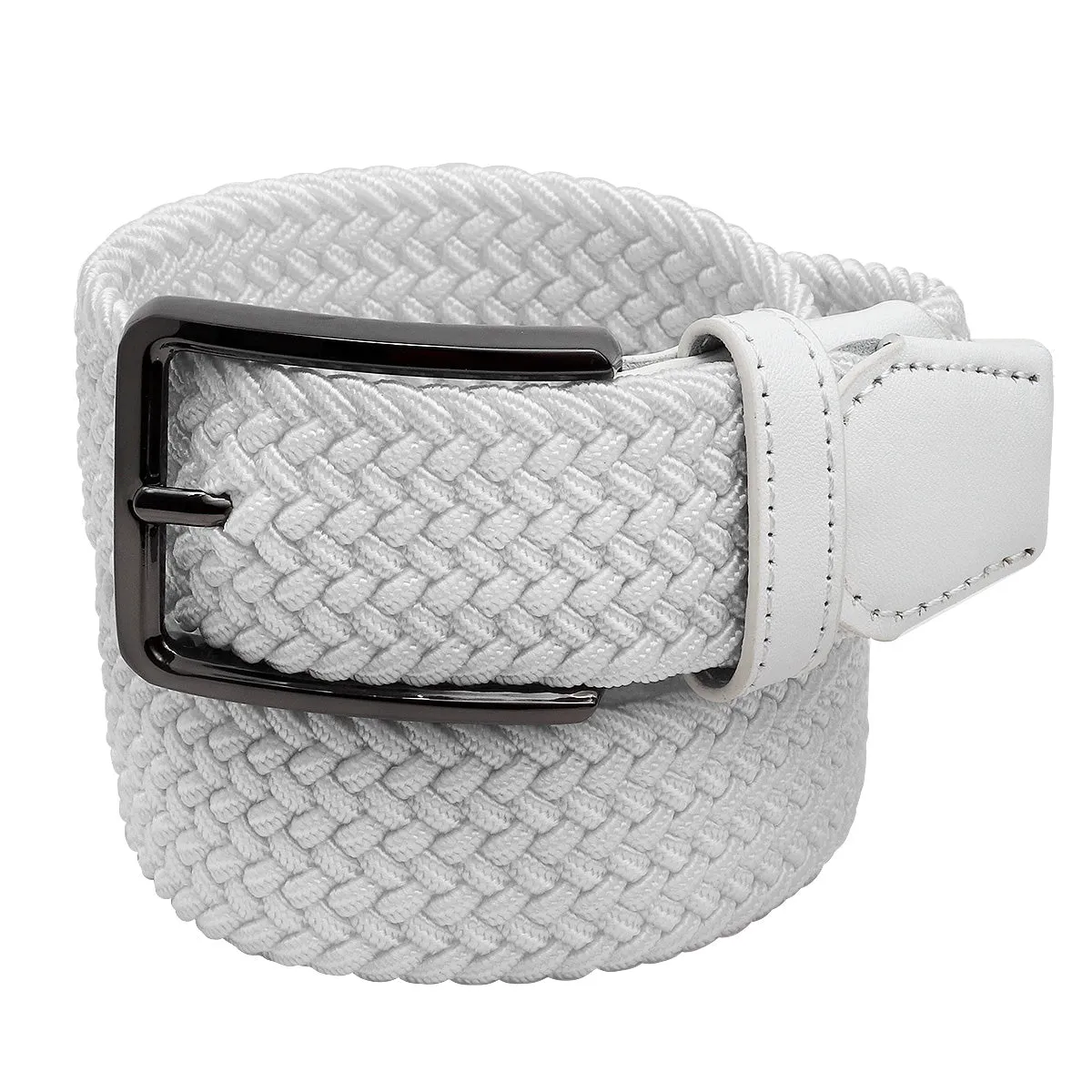 Falari Canvas Braided Stretch Belt with Black Buckle