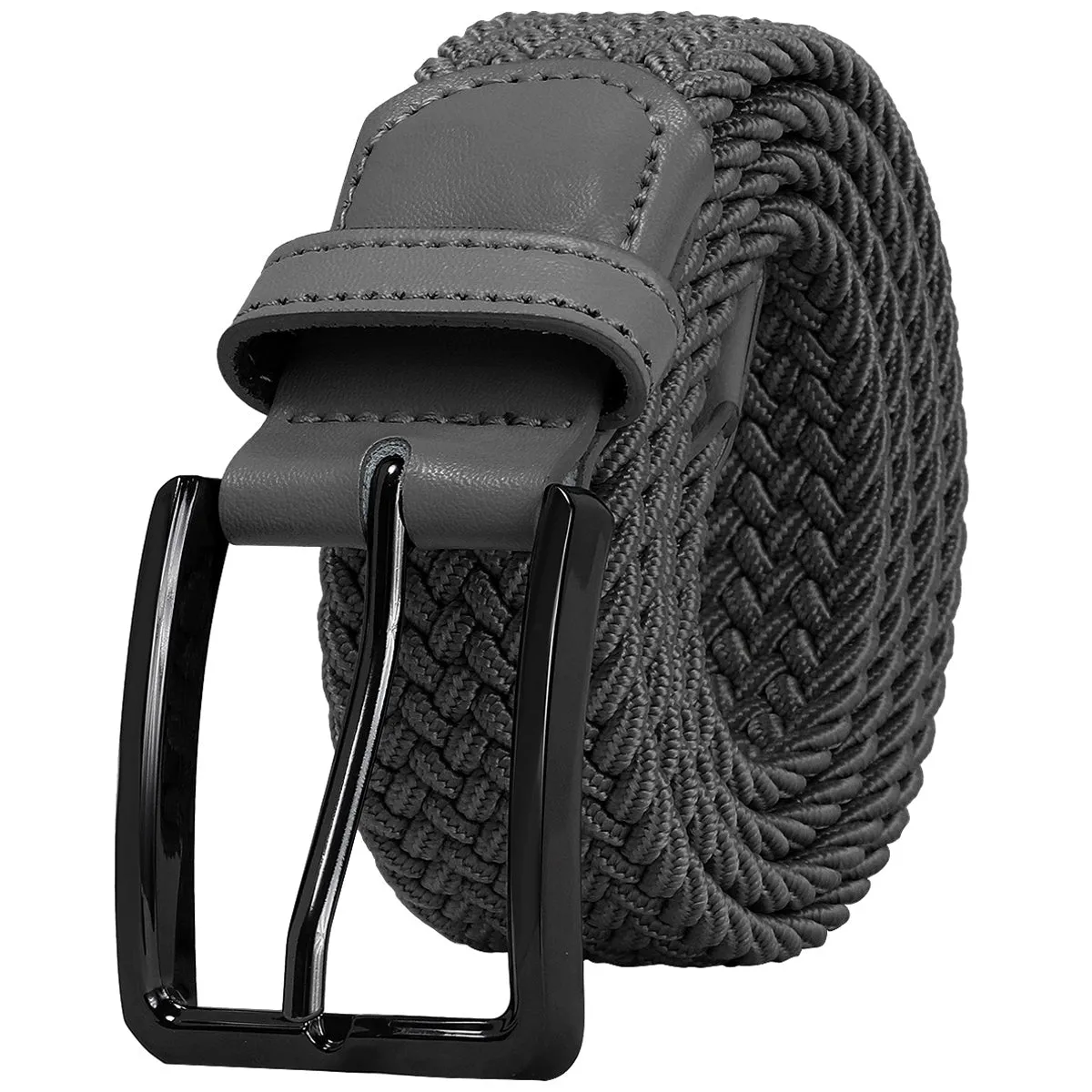 Falari Canvas Braided Stretch Belt with Black Buckle