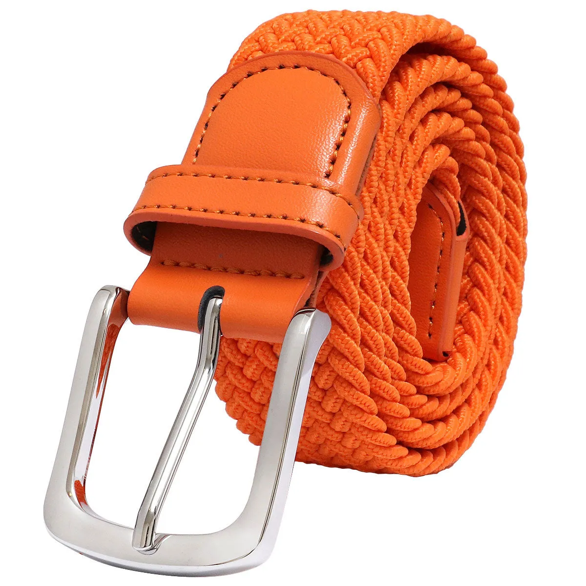 Falari Canvas Braided Stretch Belt with Silver Buckle