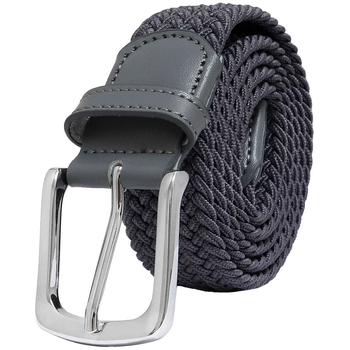 Falari Canvas Braided Stretch Belt with Silver Buckle