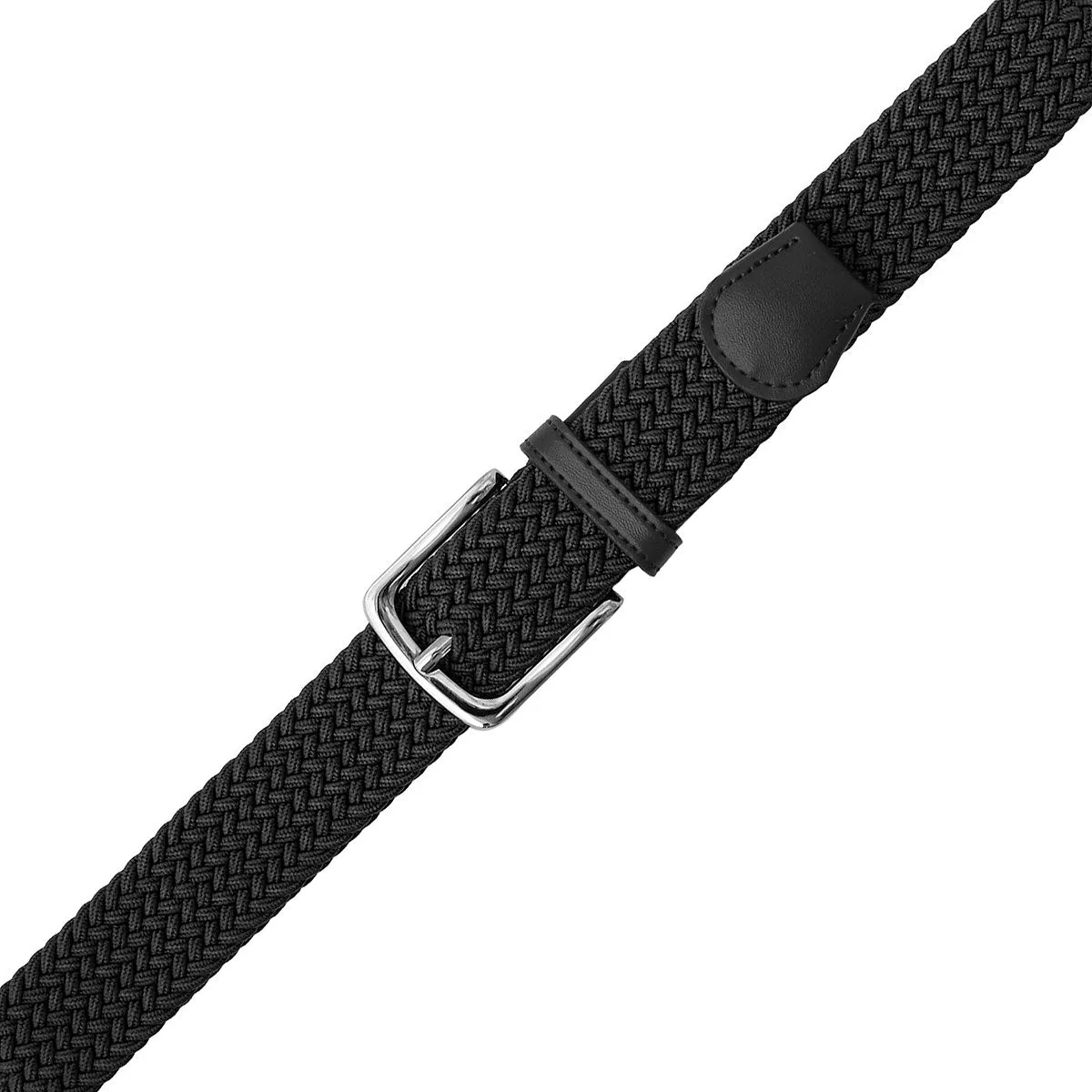 Falari Canvas Braided Stretch Belt with Silver Buckle