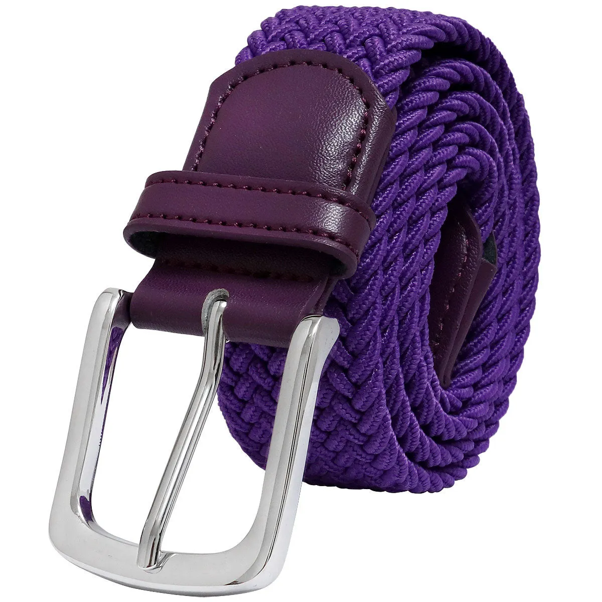 Falari Canvas Braided Stretch Belt with Silver Buckle