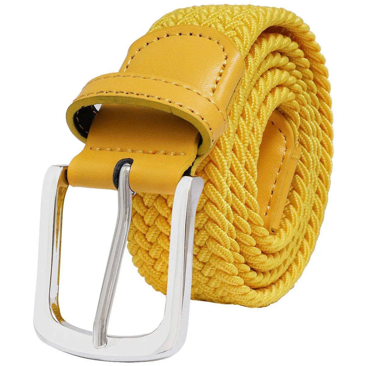 Falari Canvas Braided Stretch Belt with Silver Buckle