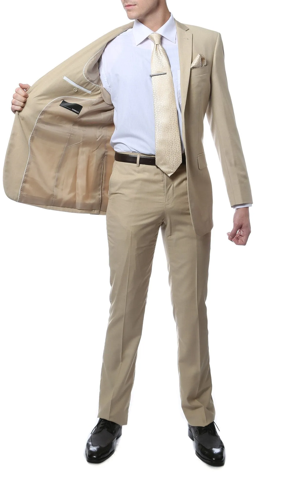 FS22 Mens Tan Regular Fit 2 Piece Suit