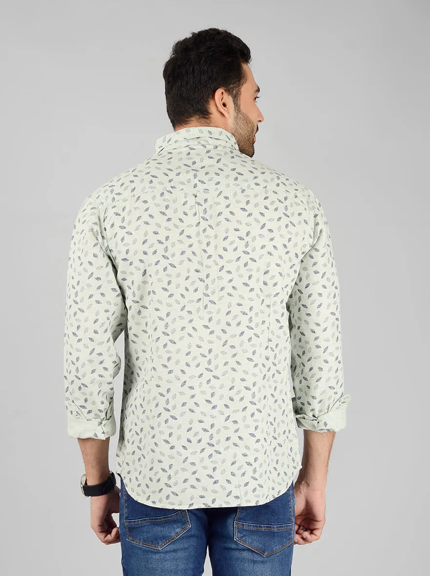 Green Printed Slim Fit Casual Shirt | Greenfibre