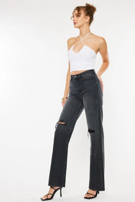 Grey Ultra High Rise 90's Flare Jeans