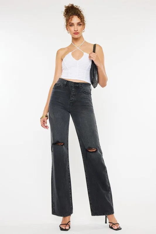 Grey Ultra High Rise 90's Flare Jeans