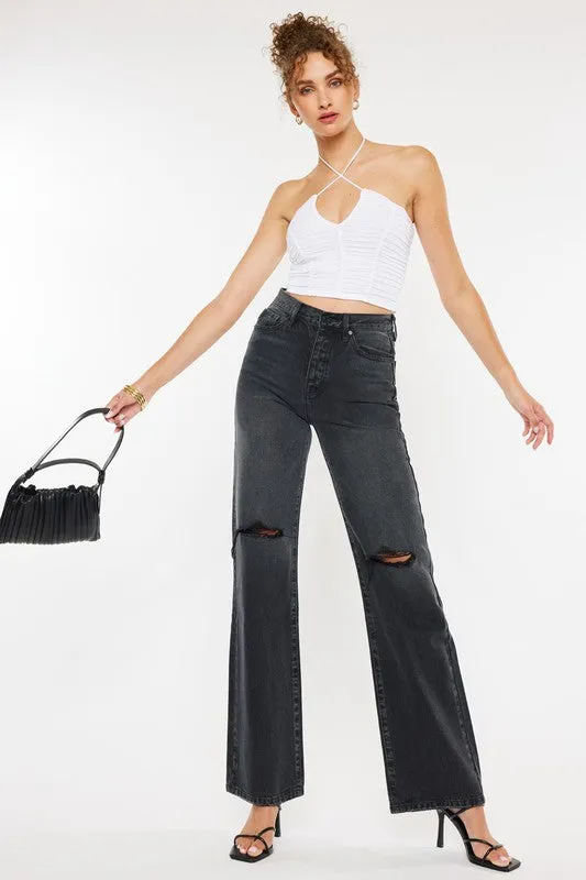 Grey Ultra High Rise 90's Flare Jeans