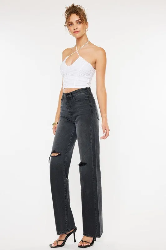 Grey Ultra High Rise 90's Flare Jeans