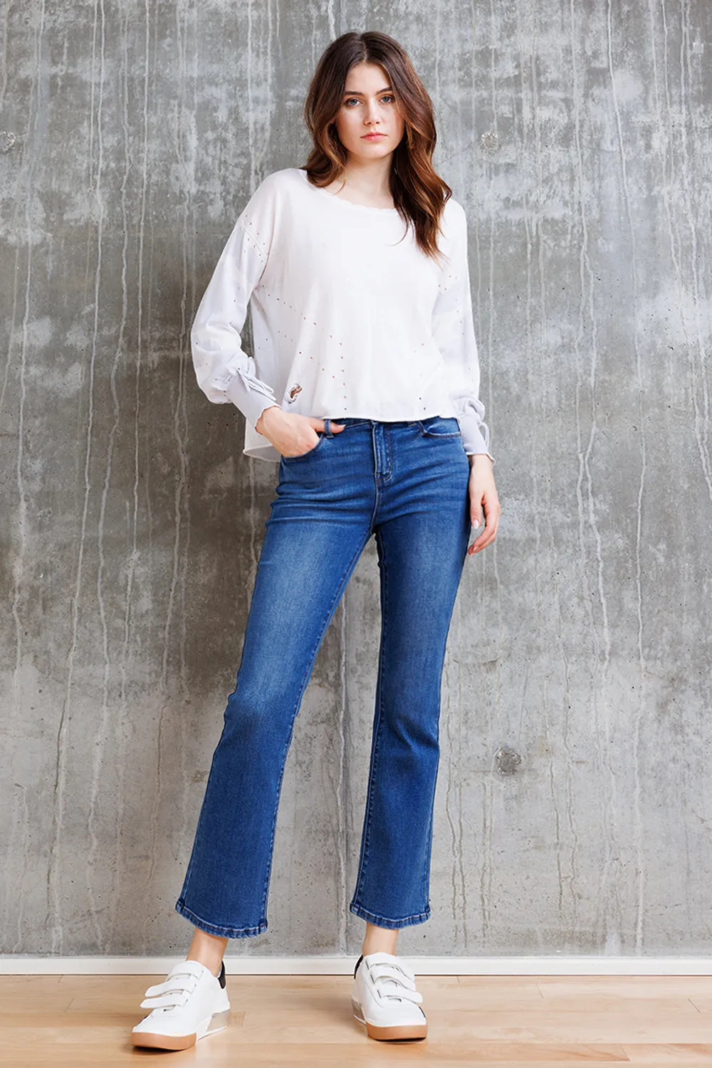 High Rise Mini Bootcut Jeans