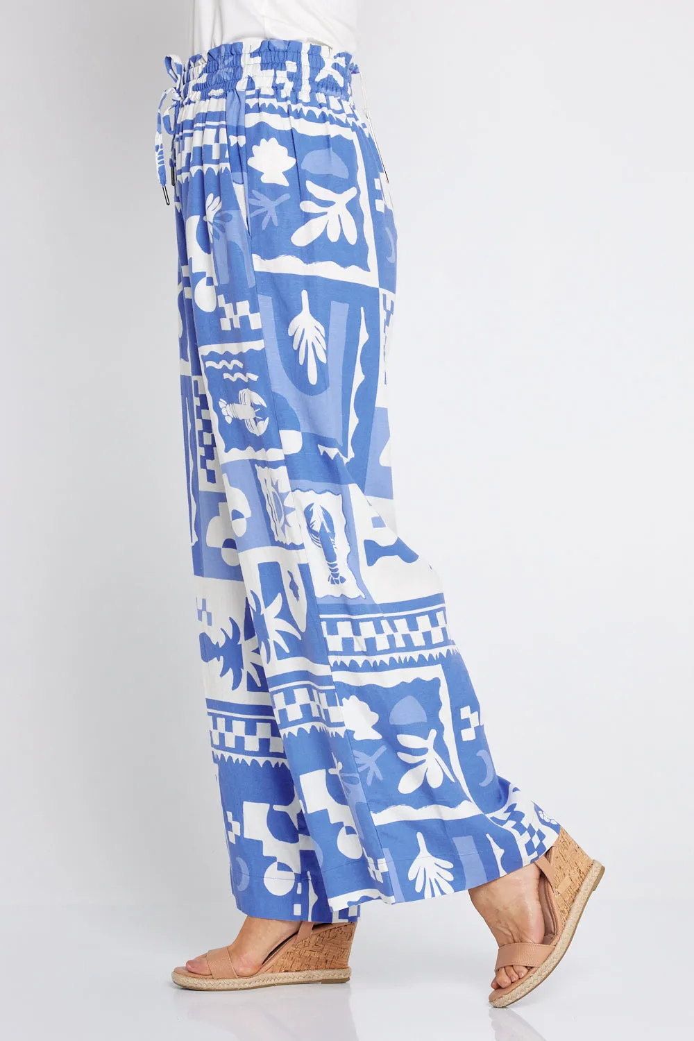 Holiday Sun Pants - Cerulean Blue Print