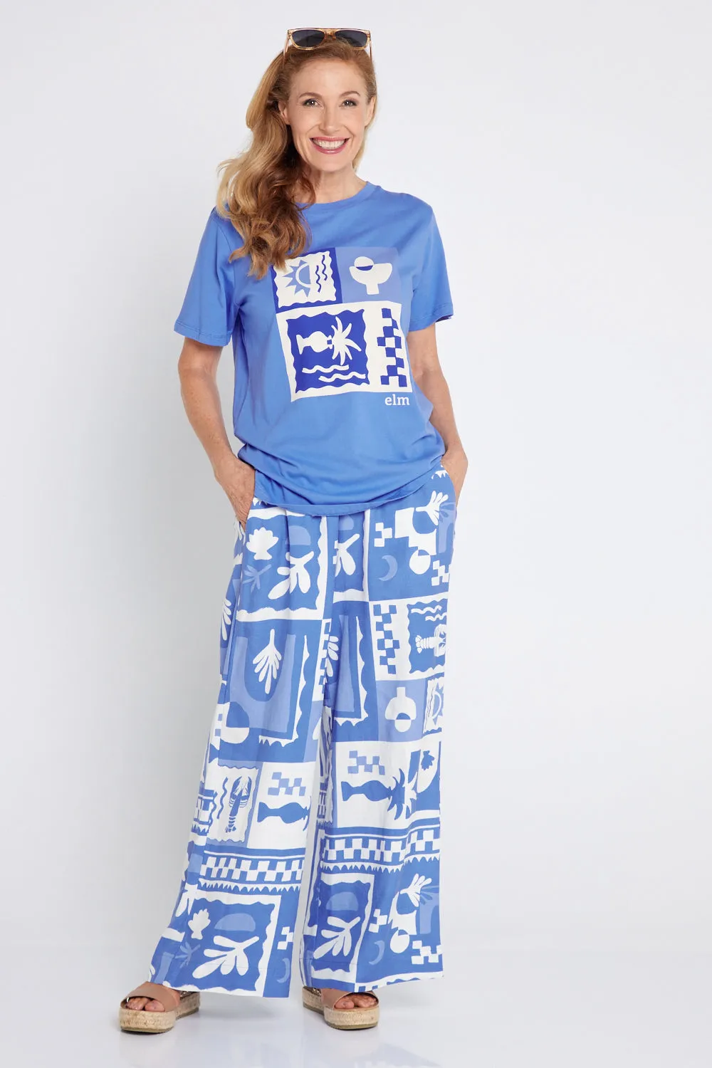 Holiday Sun Pants - Cerulean Blue Print