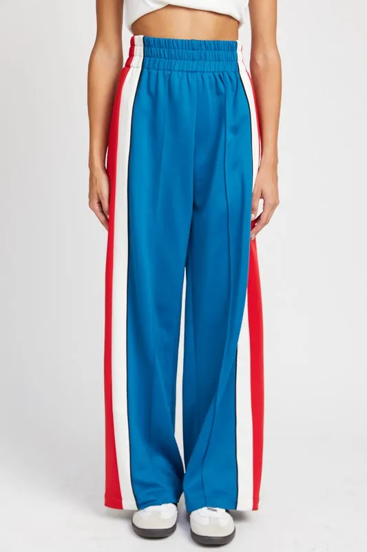 Hot Girl Colorblock Track Pants In Blue