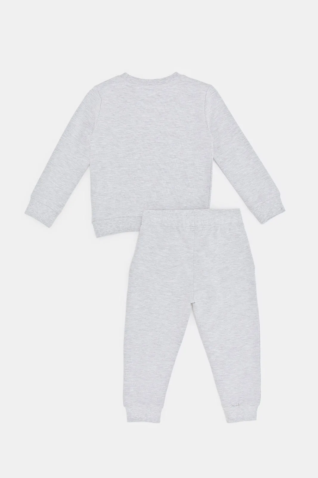 Infant Boys Grey Printed Jogging Suit (2 Piece)