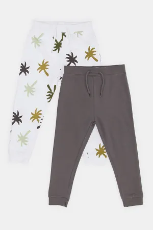 Infant Boys White And Brown Active Pants Set (2 Piece)