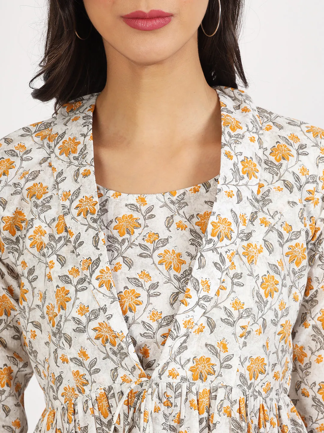 Jashvi Offwhite Floral Printed Cotton Top