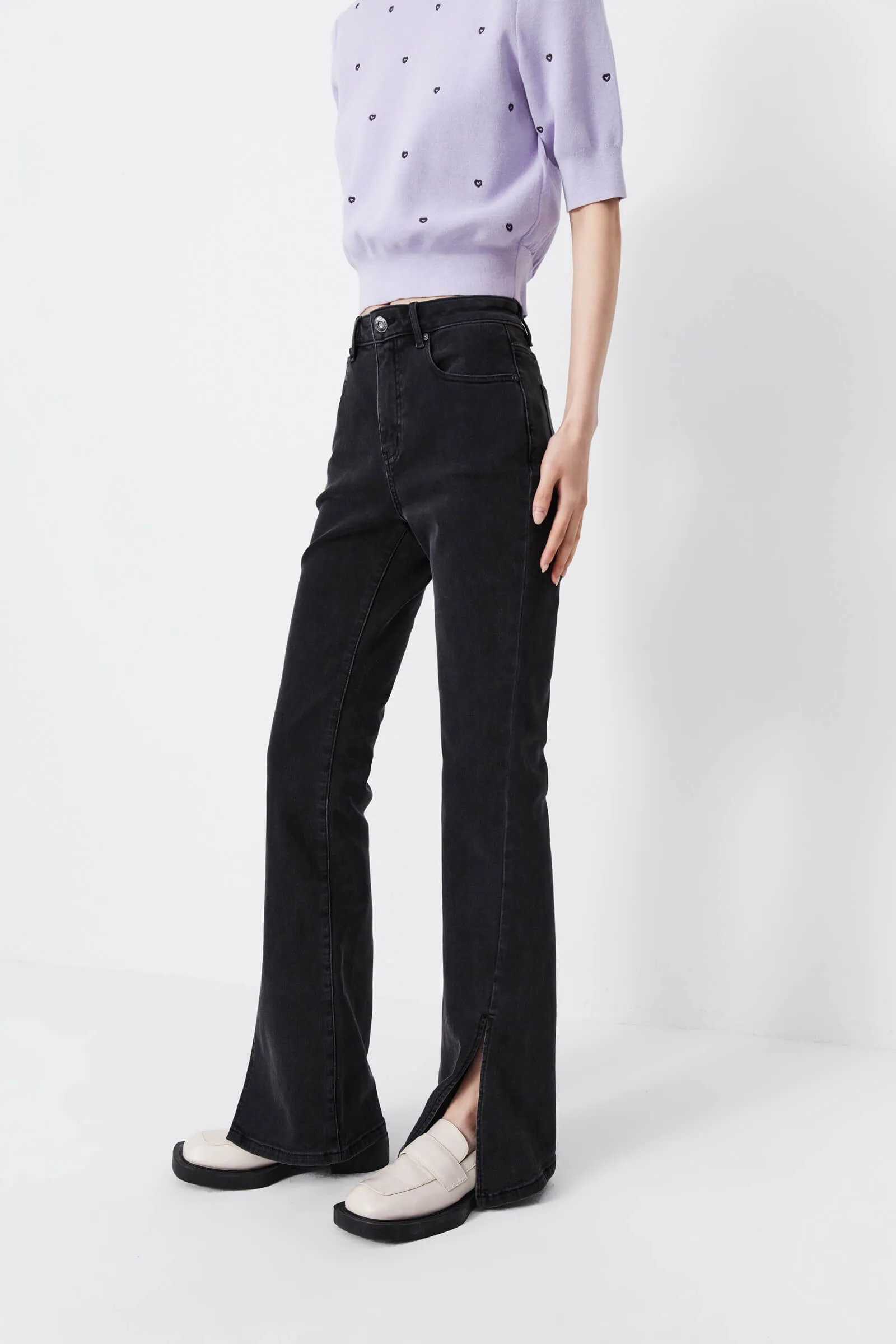 LILY Retro Slit High-Waisted Jeans