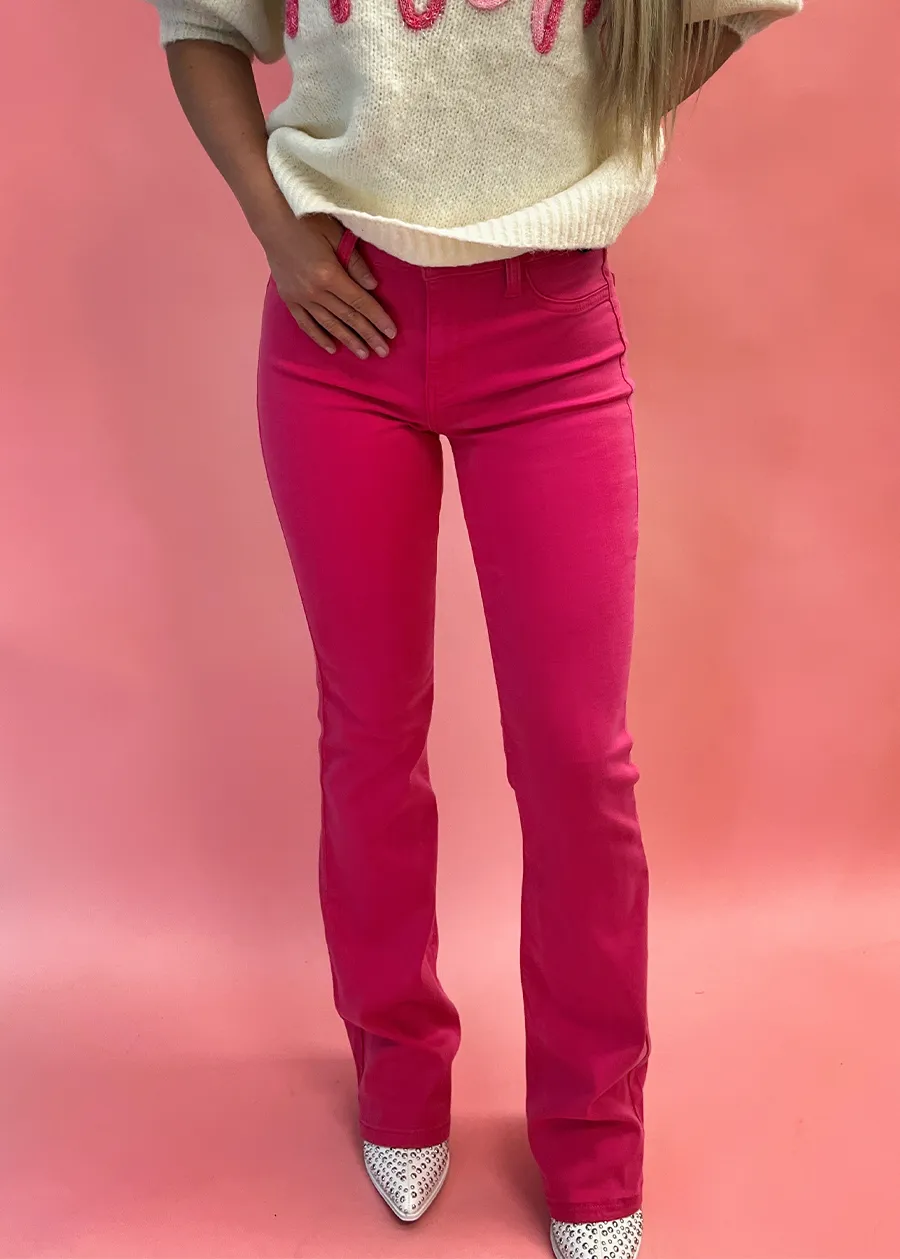 Magenta Flare Jeans