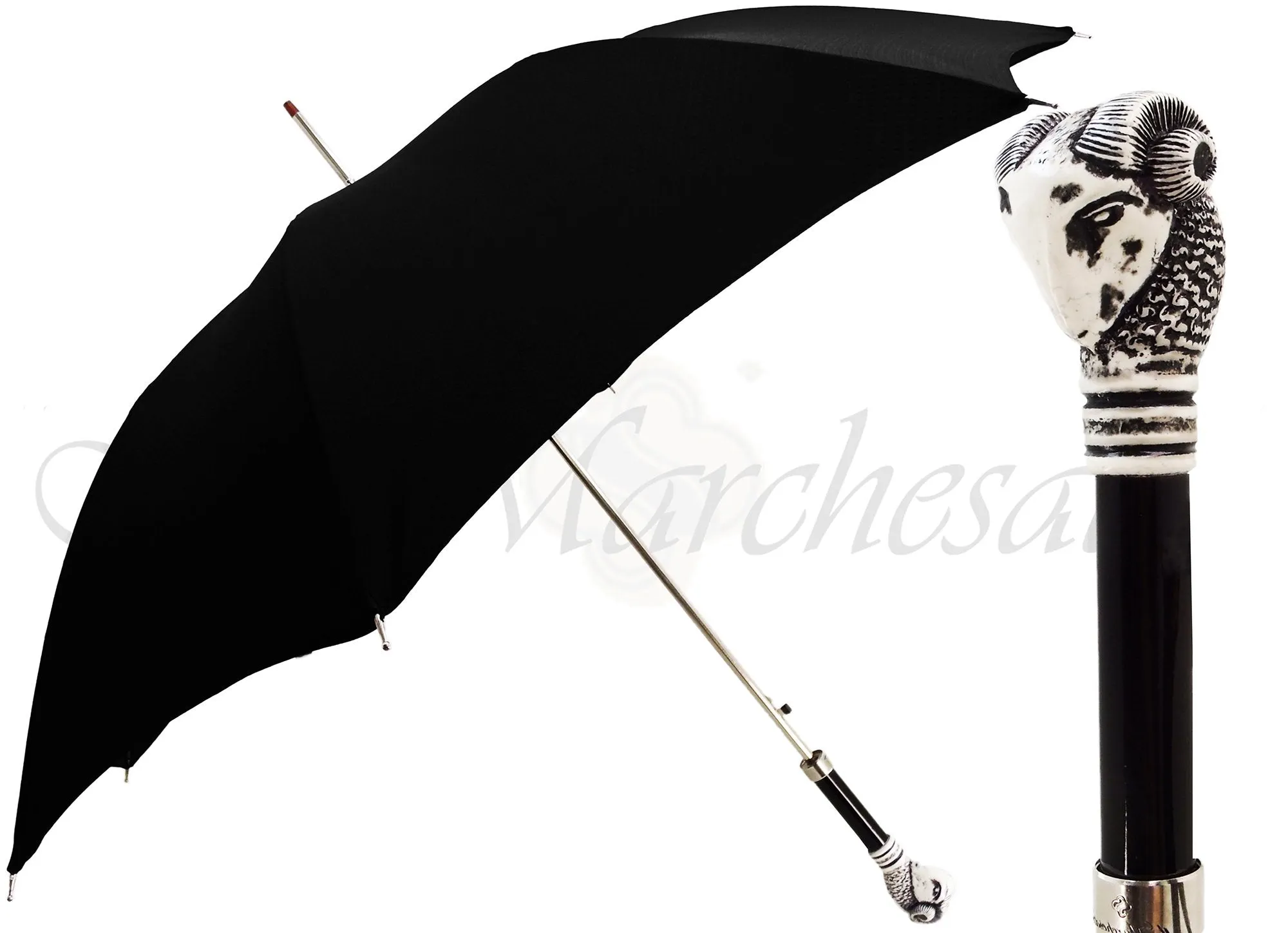 Men's Black Umbrella - Ram Head Handle