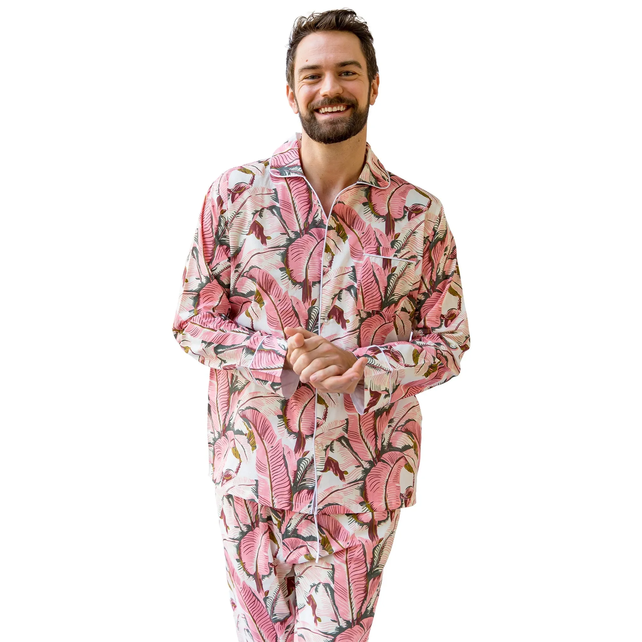 Men's Pink Martinique®, Banana Leaf Shirt   Pj Pant Set