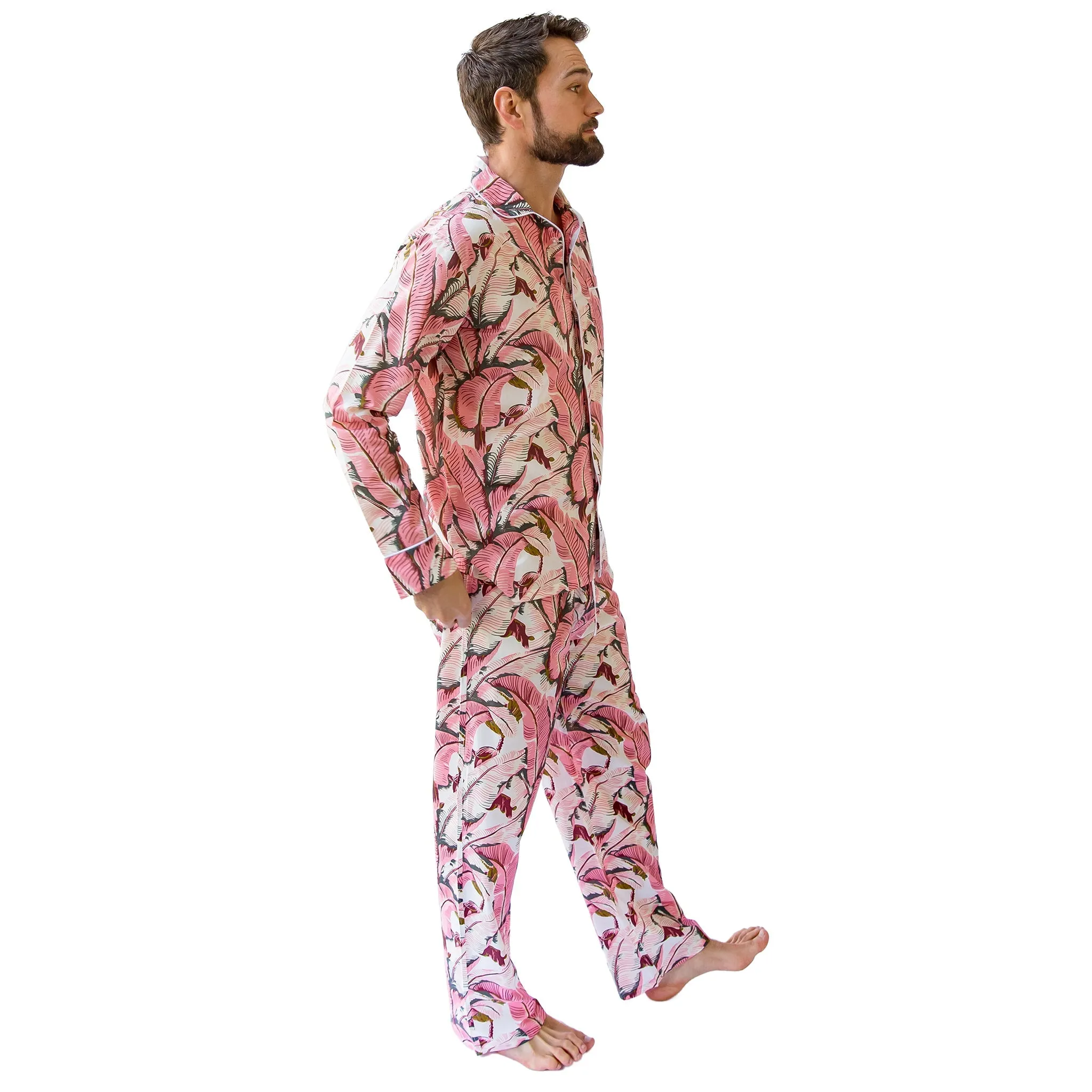 Men's Pink Martinique®, Banana Leaf Shirt   Pj Pant Set