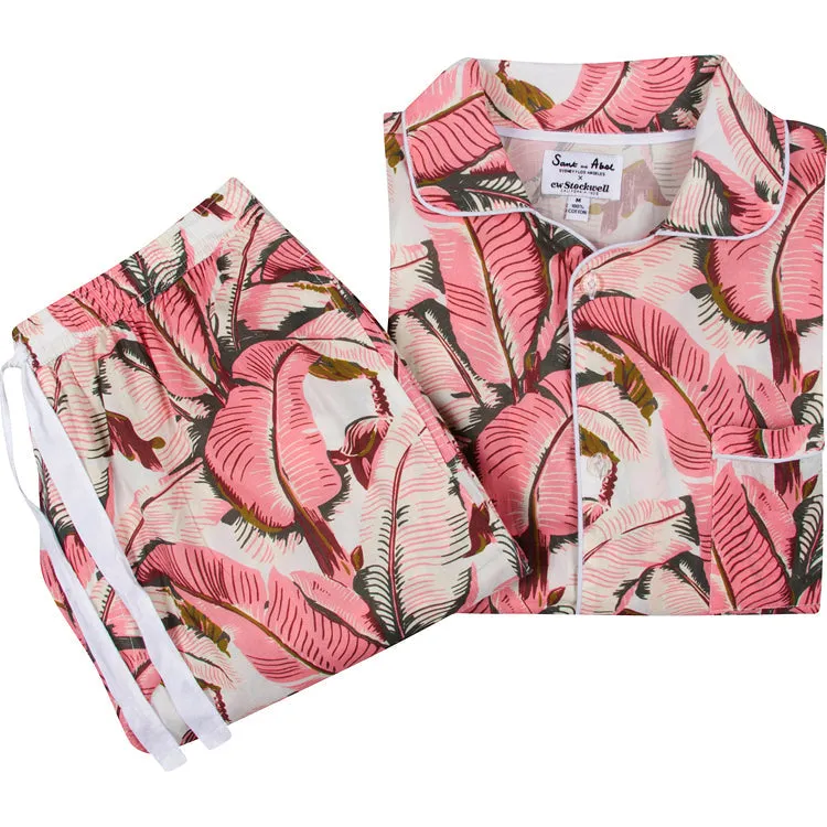 Men's Pink Martinique®, Banana Leaf Shirt   Pj Pant Set